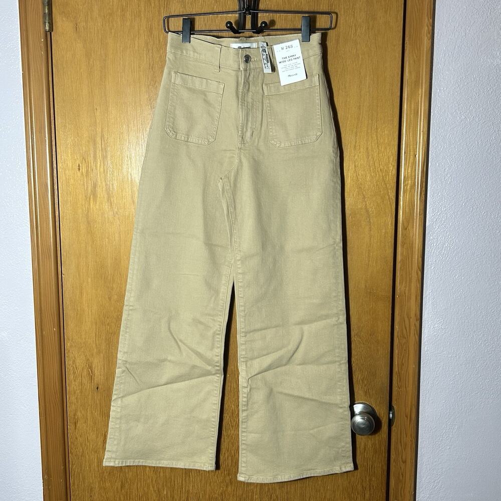 Madewell The Short Emmy Wide-Leg Patch Pocket Pant in Fawn Size 26S NEW